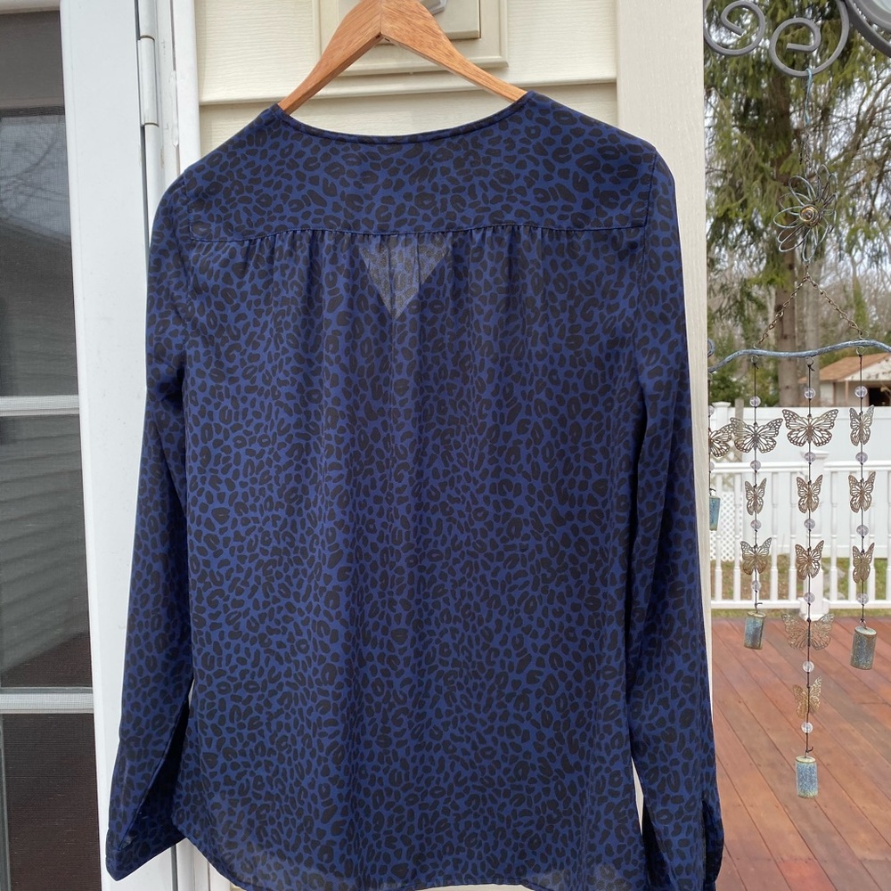 Loft Leopard Print Button Up Chiffon Blouse - image 7